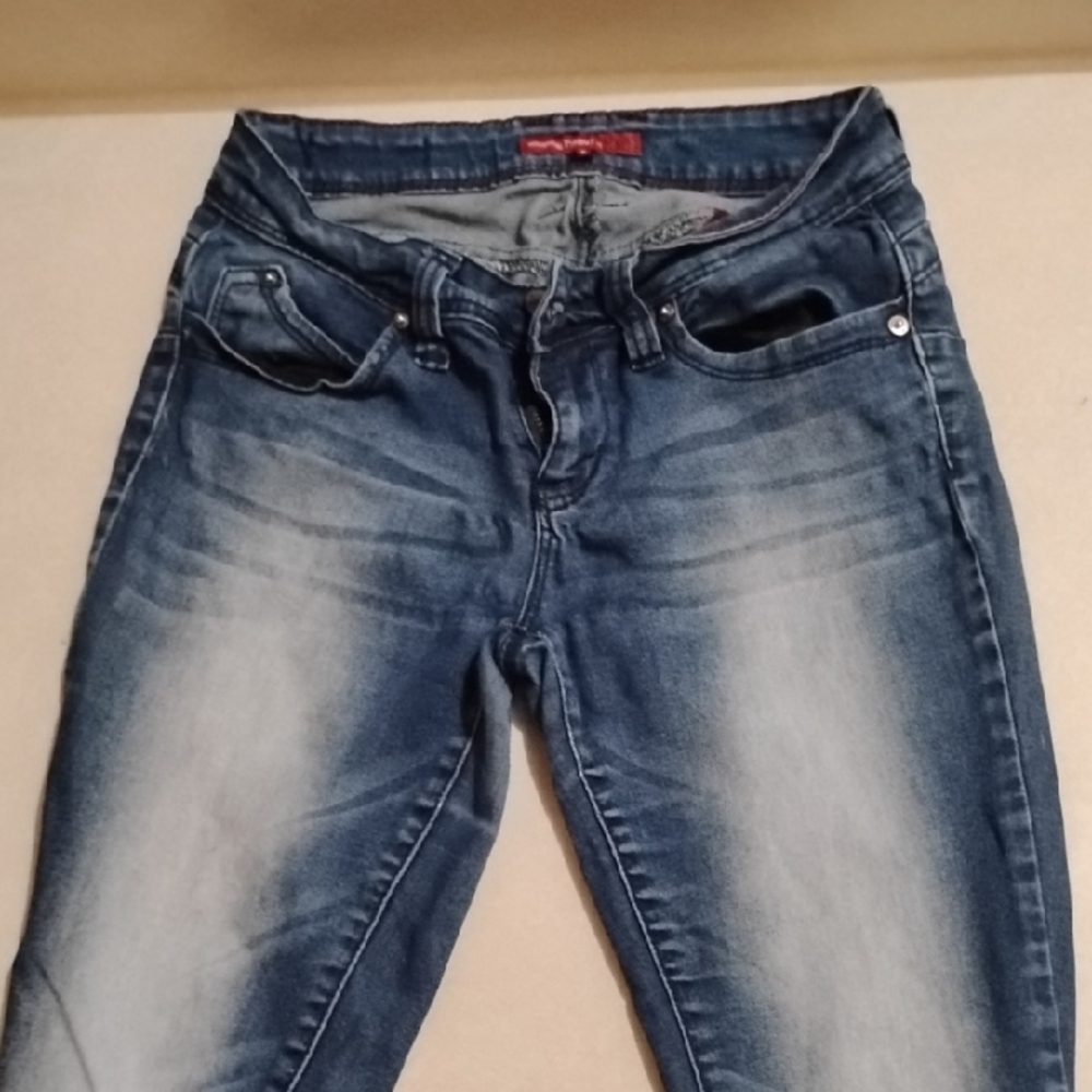 YMI Women's Faded Blue Skinny Jeans